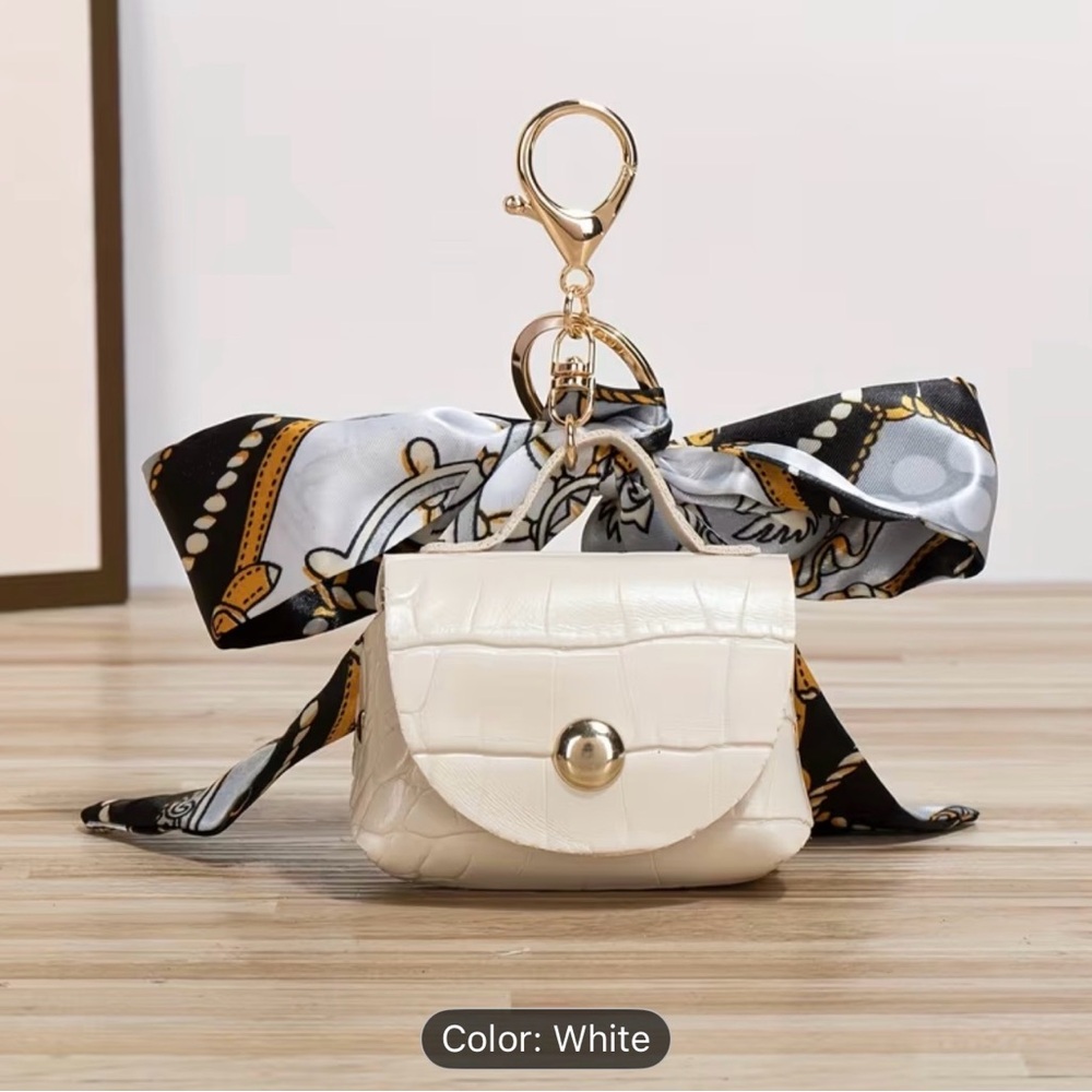 Beige Embossed Leather Mini Bag Crocodile Pattern, Square Decorative Pouch